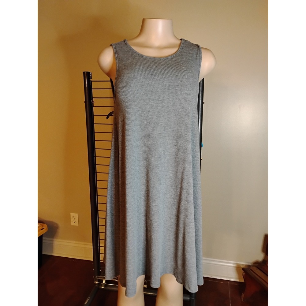 Rue21 Womens Gray Ribbed Knit Sleeveless Swing Dress Size Small A-Line Mini
